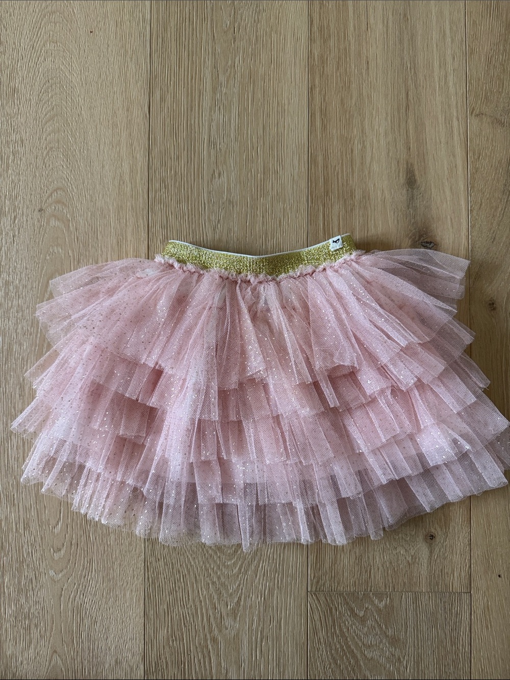 Oh baby! Gold Sparkly Ruffle Tulle Skirt with Gold Waistband